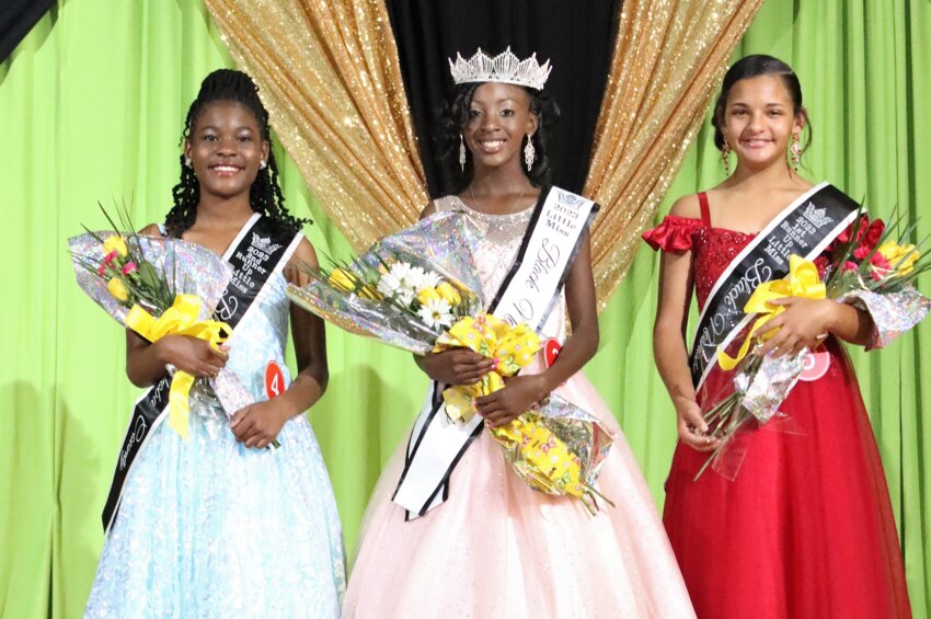Pictured, from left, are Second Runner Up Layla Walker; 2023 Little Miss Black Neshoba County Zyniyah Pickens; and First Runner Up Raelyn Skinner.